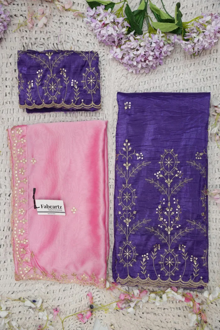 Beautiful South Indian Style Gold Crush Half Saree with Embroidery Blouse and Dupatta for Women | Krisa - Image 34