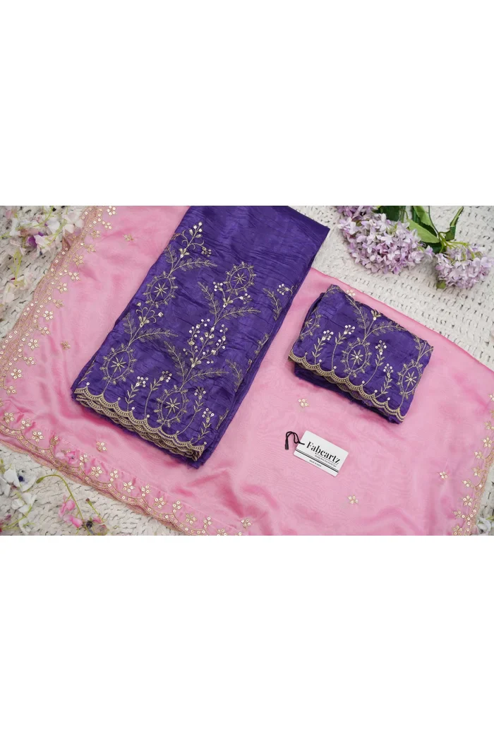 Beautiful South Indian Style Gold Crush Half Saree with Embroidery Blouse and Dupatta for Women | Krisa - Image 38
