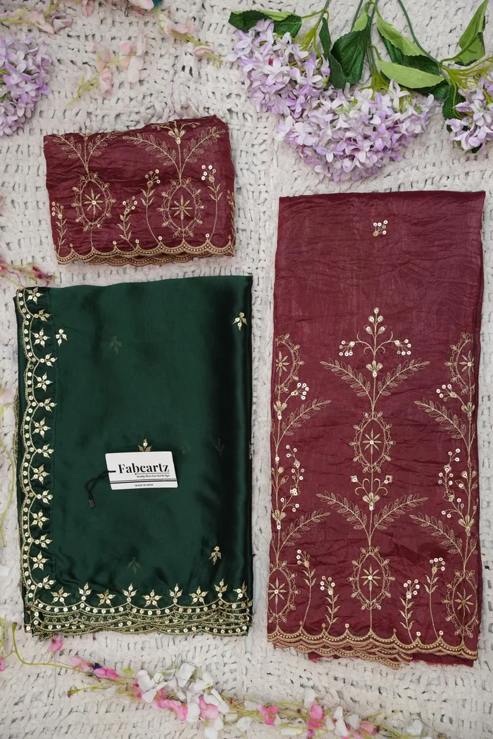 Beautiful South Indian Style Gold Crush Half Saree with Embroidery Blouse and Dupatta for Women | Krisa - Image 52