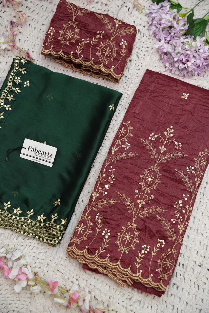 Beautiful South Indian Style Gold Crush Half Saree with Embroidery Blouse and Dupatta for Women | Krisa - Image 54