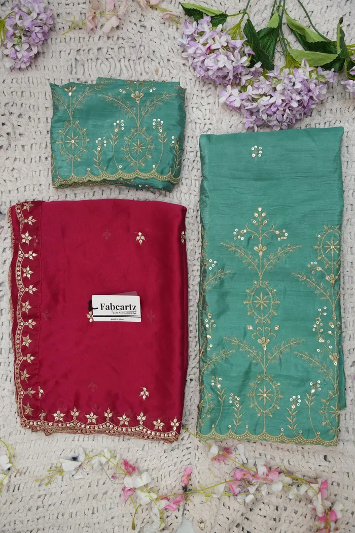 Beautiful South Indian Style Gold Crush Half Saree with Embroidery Blouse and Dupatta for Women | Krisa - Image 70