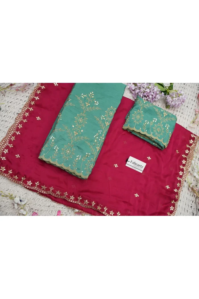 Beautiful South Indian Style Gold Crush Half Saree with Embroidery Blouse and Dupatta for Women | Krisa - Image 74