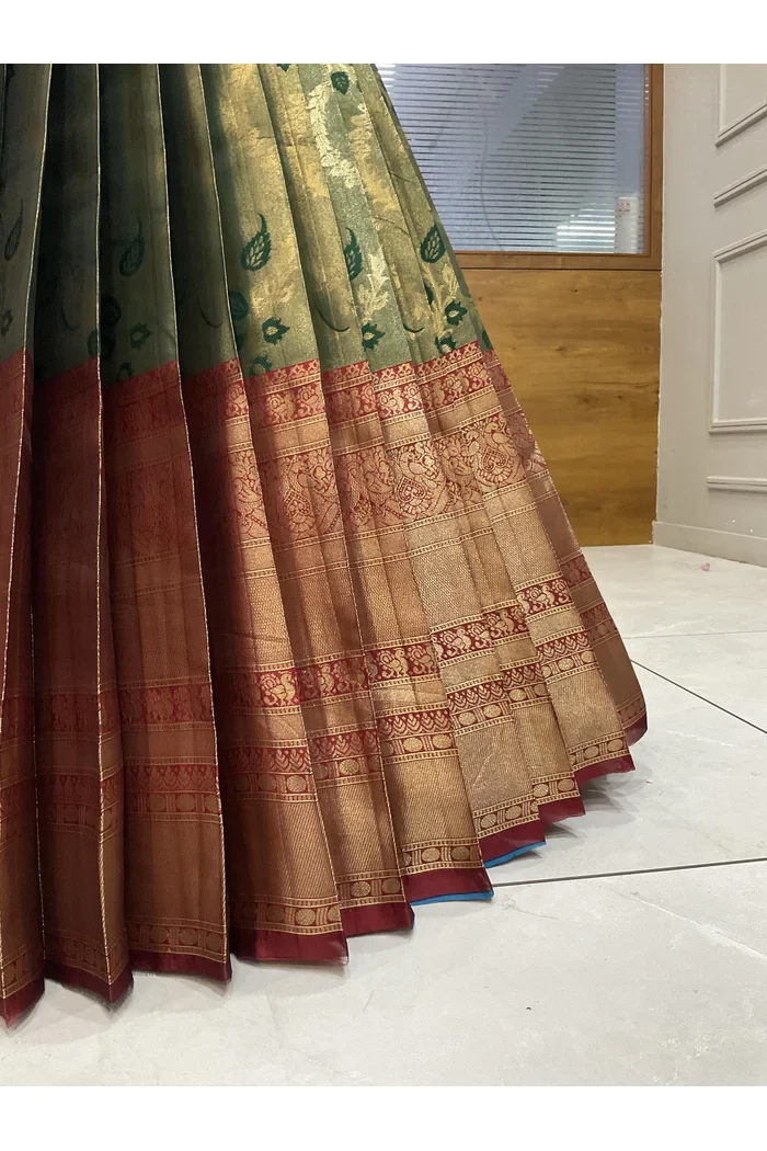 Beautiful South Indian Style Half Saree with Beads Work Blouse and Dupatta for Women | Hiral - Image 13