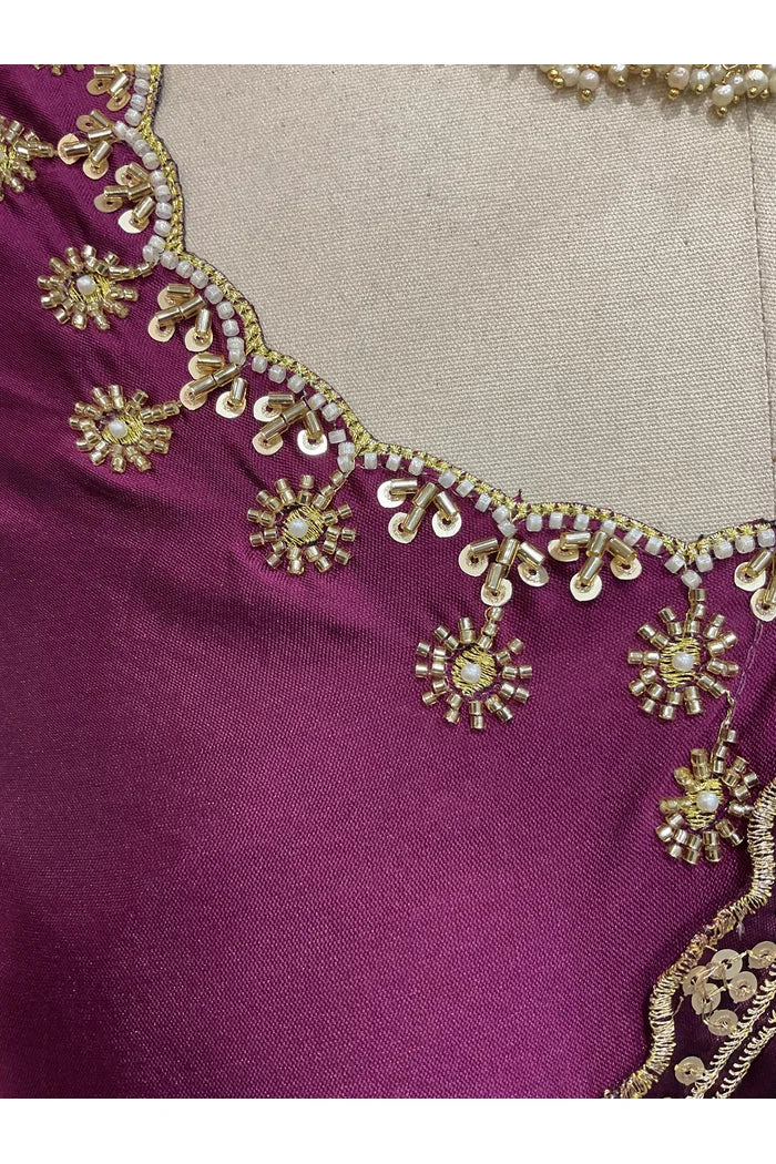 Beautiful South Indian Style Half Saree with Beads Work Blouse and Dupatta for Women | Hiral - Image 19