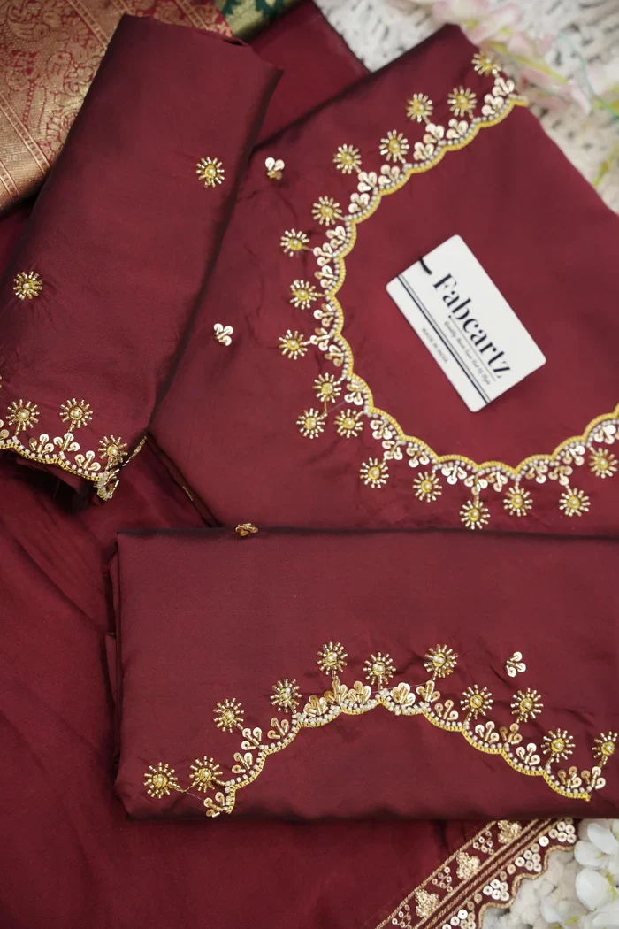 Beautiful South Indian Style Half Saree with Beads Work Blouse and Dupatta for Women | Hiral Kv - Image 11