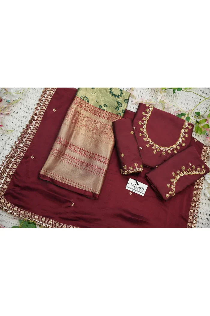 Beautiful South Indian Style Half Saree with Beads Work Blouse and Dupatta for Women | Hiral Kv - Image 14