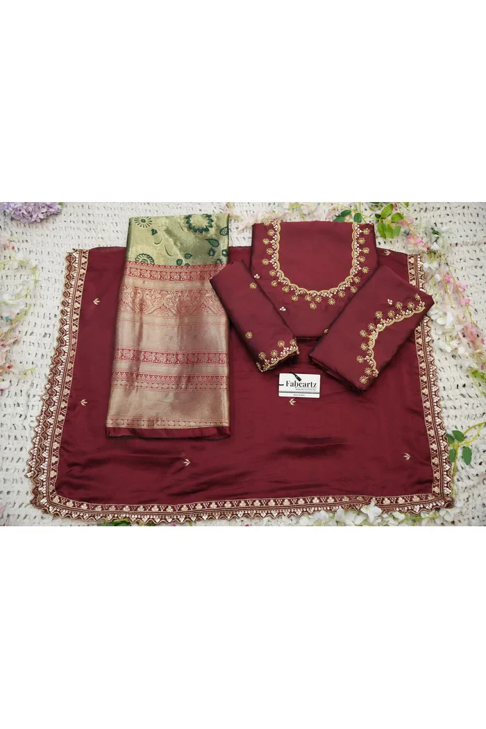 Beautiful South Indian Style Half Saree with Beads Work Blouse and Dupatta for Women | Hiral Kv - Image 16