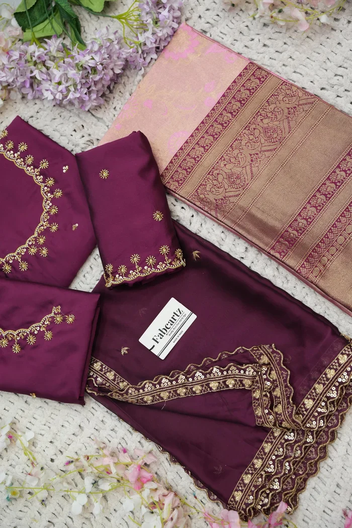 Beautiful South Indian Style Half Saree with Beads Work Blouse and Dupatta for Women | Hiral Kv - Image 18