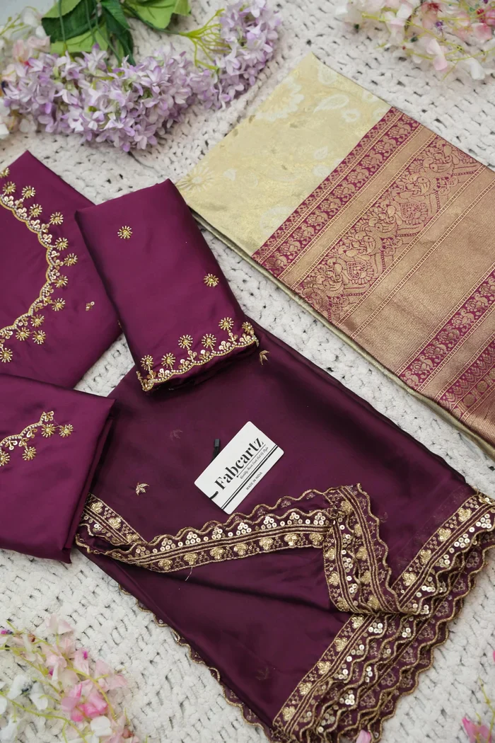 Beautiful South Indian Style Half Saree with Beads Work Blouse and Dupatta for Women | Hiral Kv - Image 24