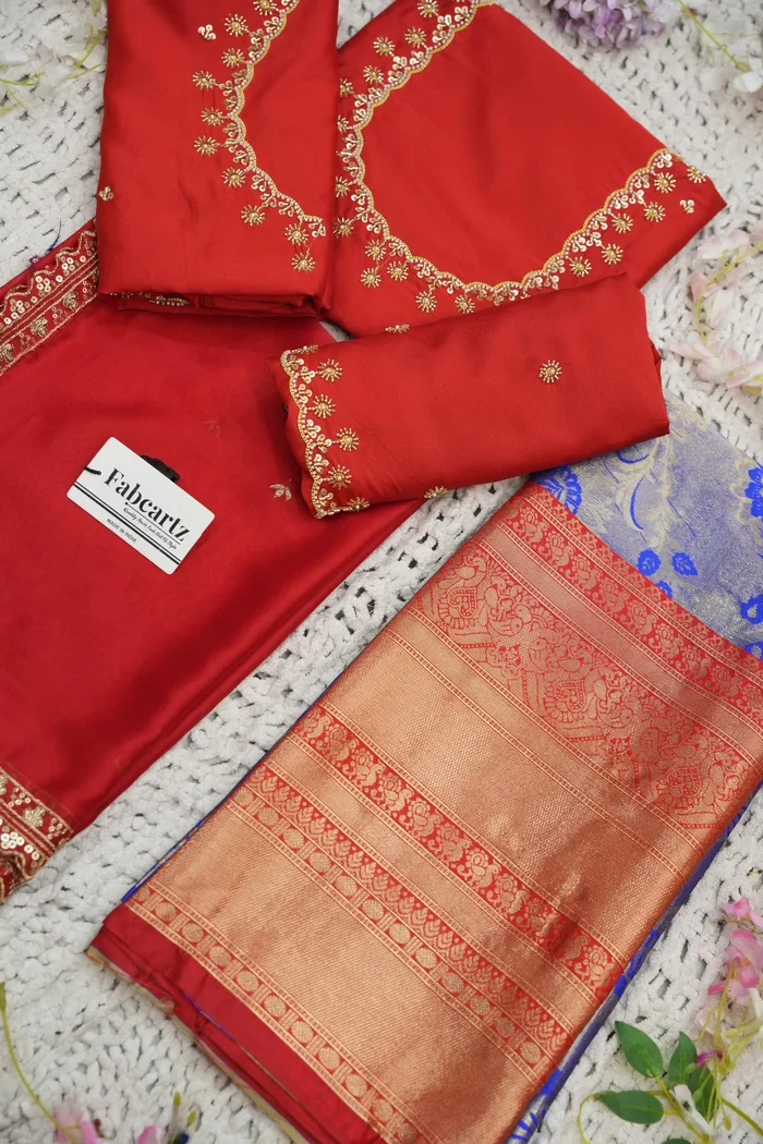 Beautiful South Indian Style Half Saree with Beads Work Blouse and Dupatta for Women | Hiral Kv - Image 41