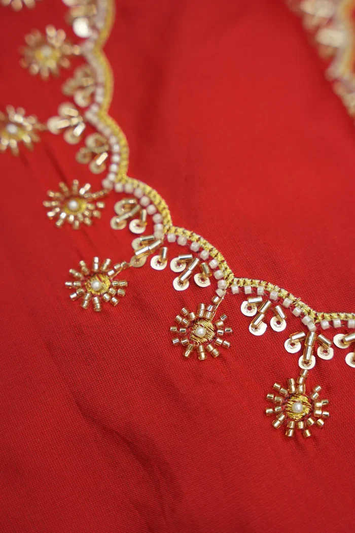 Beautiful South Indian Style Half Saree with Beads Work Blouse and Dupatta for Women | Hiral Kv - Image 42
