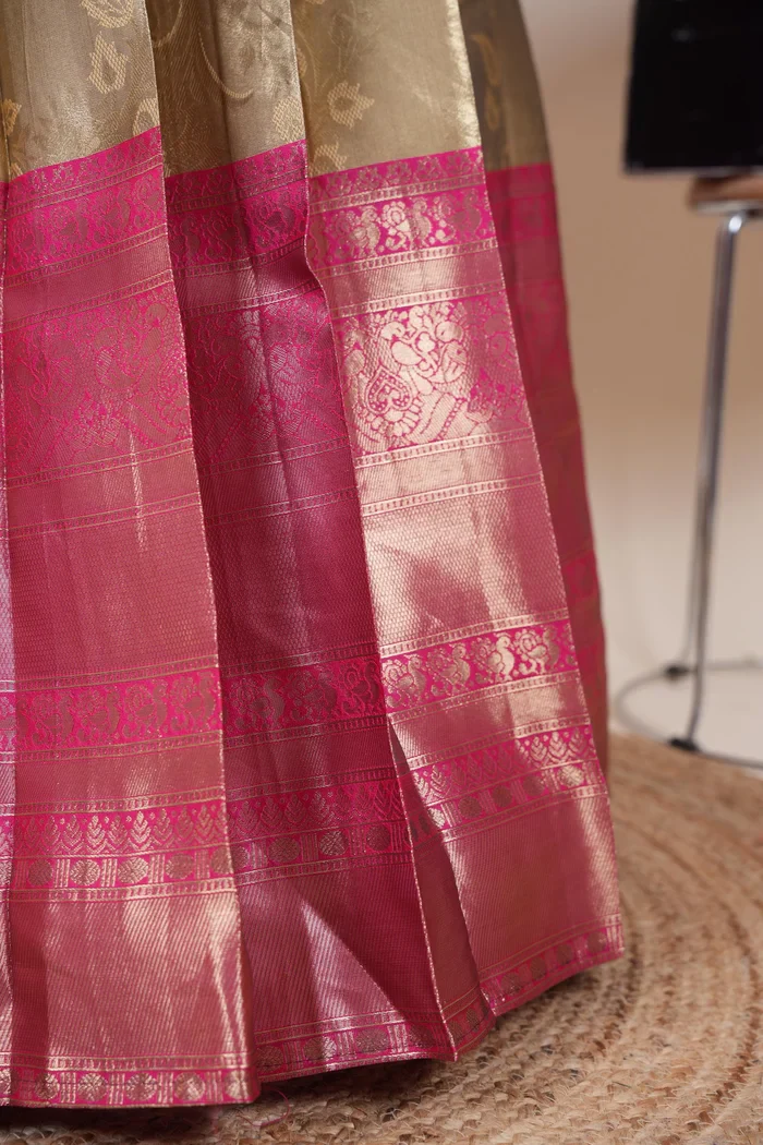 Beautiful South Indian Style Half Saree with Beads Work Blouse and Dupatta for Women | Hiral Kv - Image 54