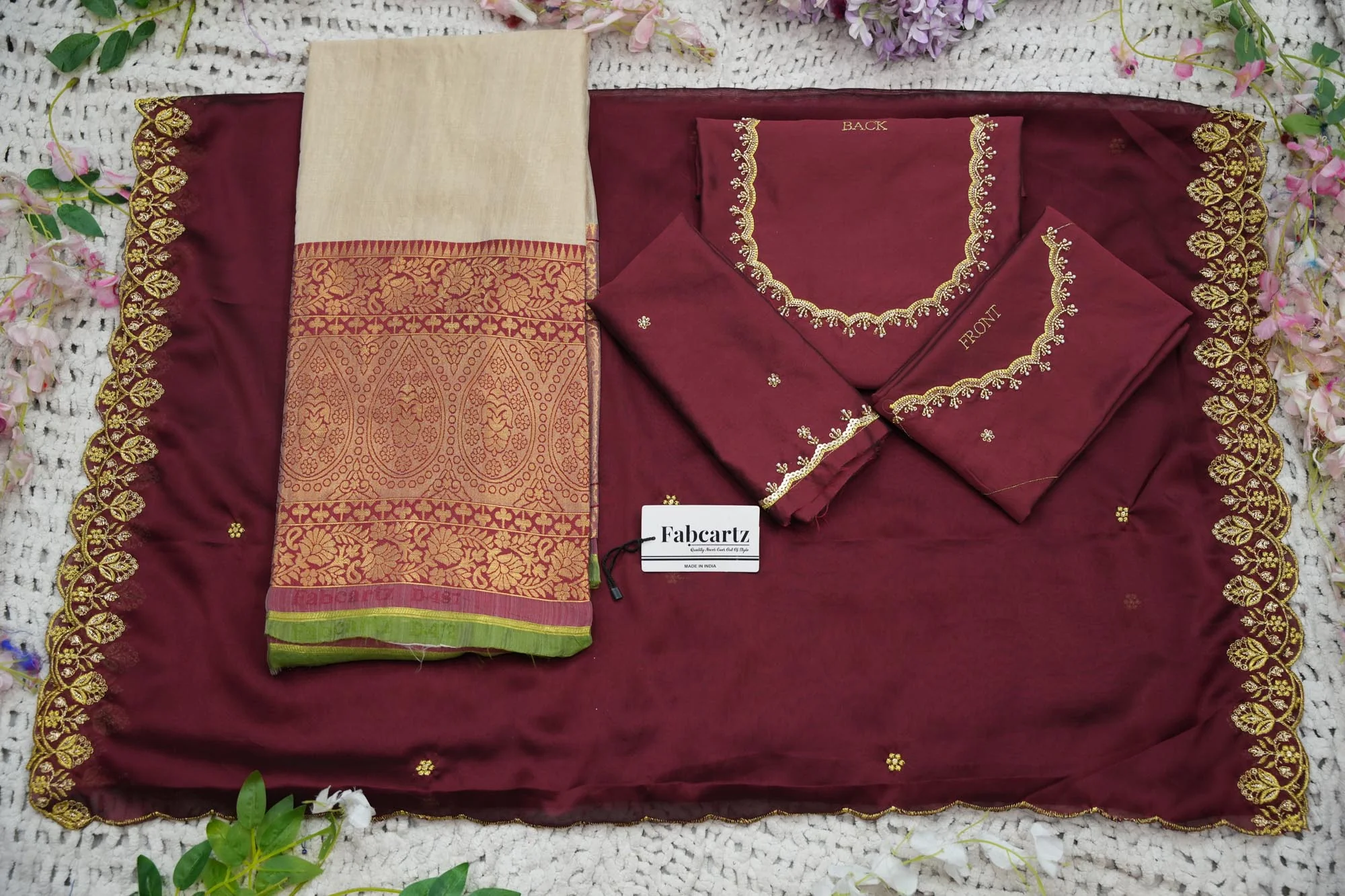 Beautiful South Indian Style Half Saree with (Hand Work) Beads Work Blouse and Dupatta for Women | Jyotiii - Image 19