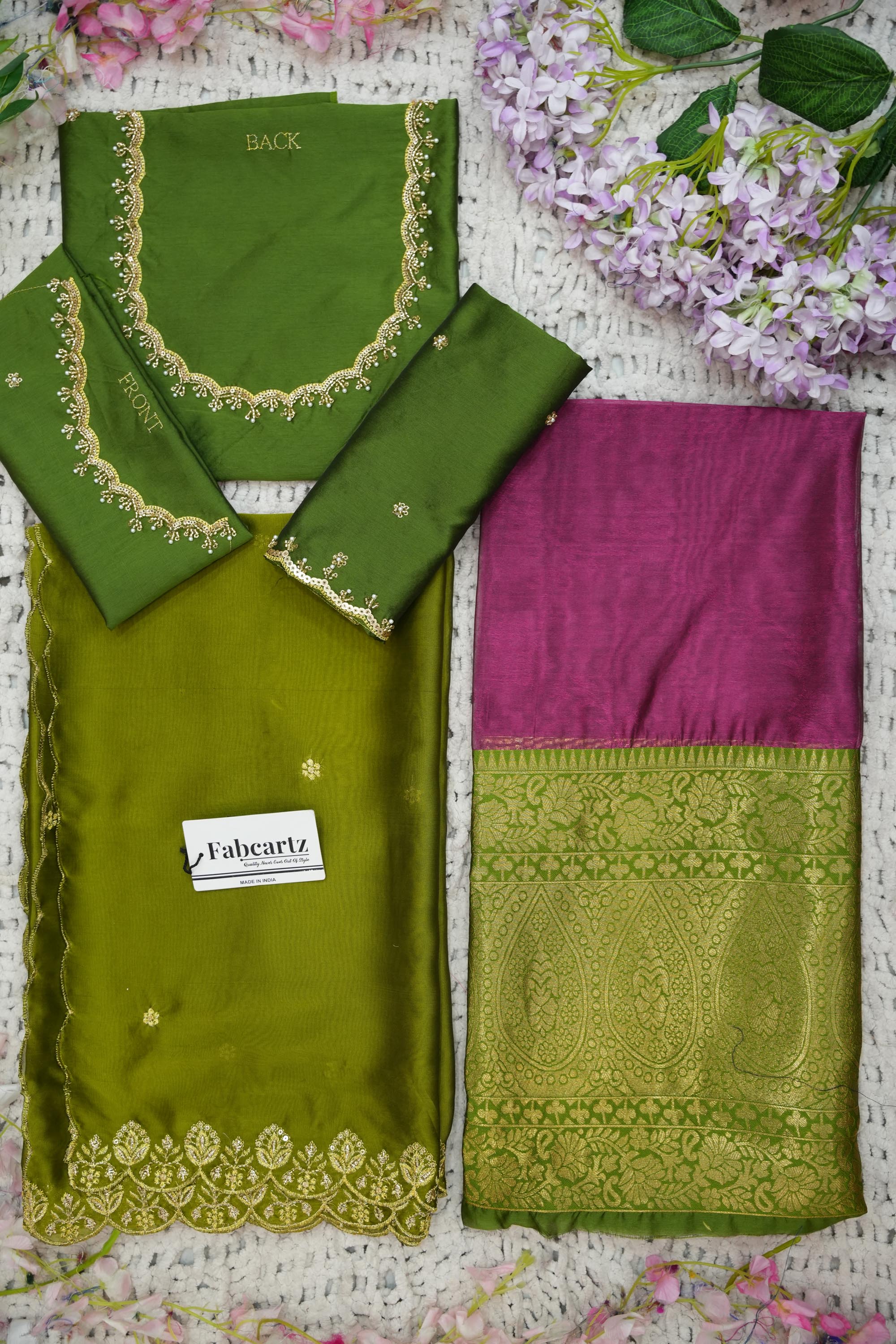 Beautiful South Indian Style Half Saree with (Hand Work) Beads Work Blouse and Dupatta for Women | Jyotiii - Image 32