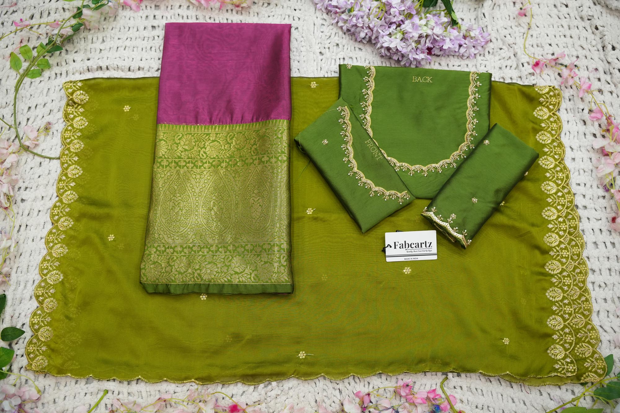 Beautiful South Indian Style Half Saree with (Hand Work) Beads Work Blouse and Dupatta for Women | Jyotiii - Image 39