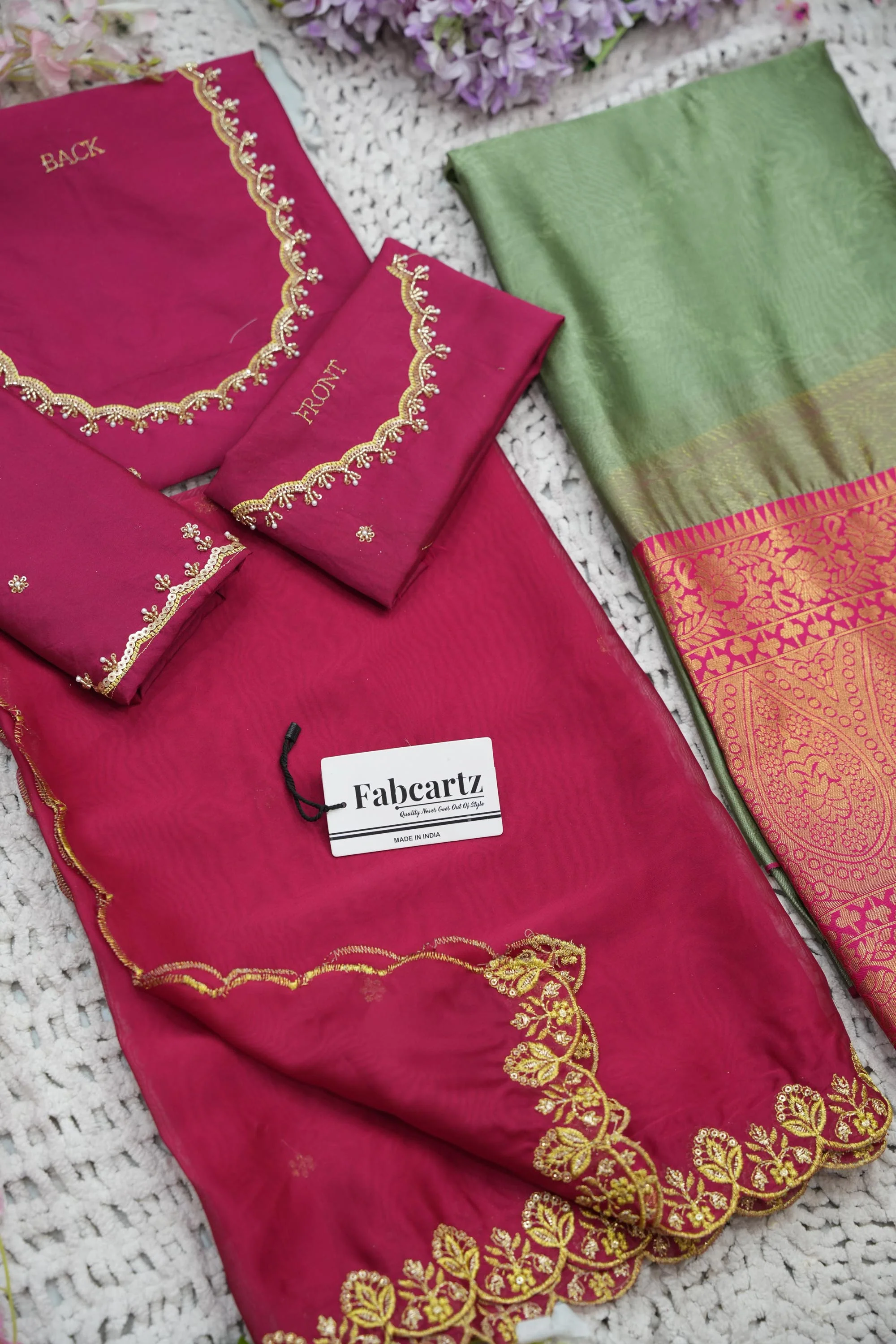 Beautiful South Indian Style Half Saree with (Hand Work) Beads Work Blouse and Dupatta for Women | Jyotiii - Image 42