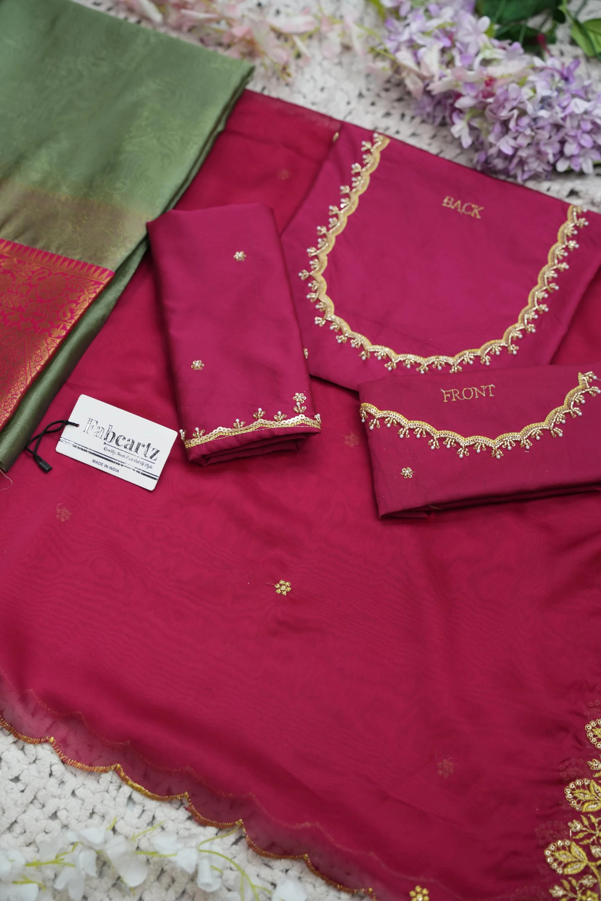 Beautiful South Indian Style Half Saree with (Hand Work) Beads Work Blouse and Dupatta for Women | Jyotiii - Image 46