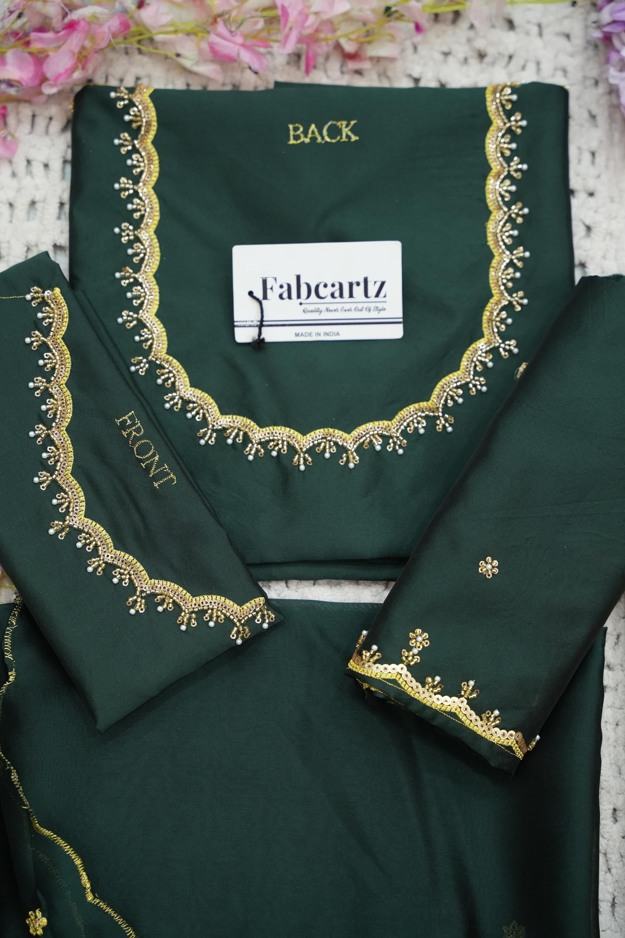 Beautiful South Indian Style Half Saree with (Hand Work) Beads Work Blouse and Dupatta for Women | Jyotiii - Image 55