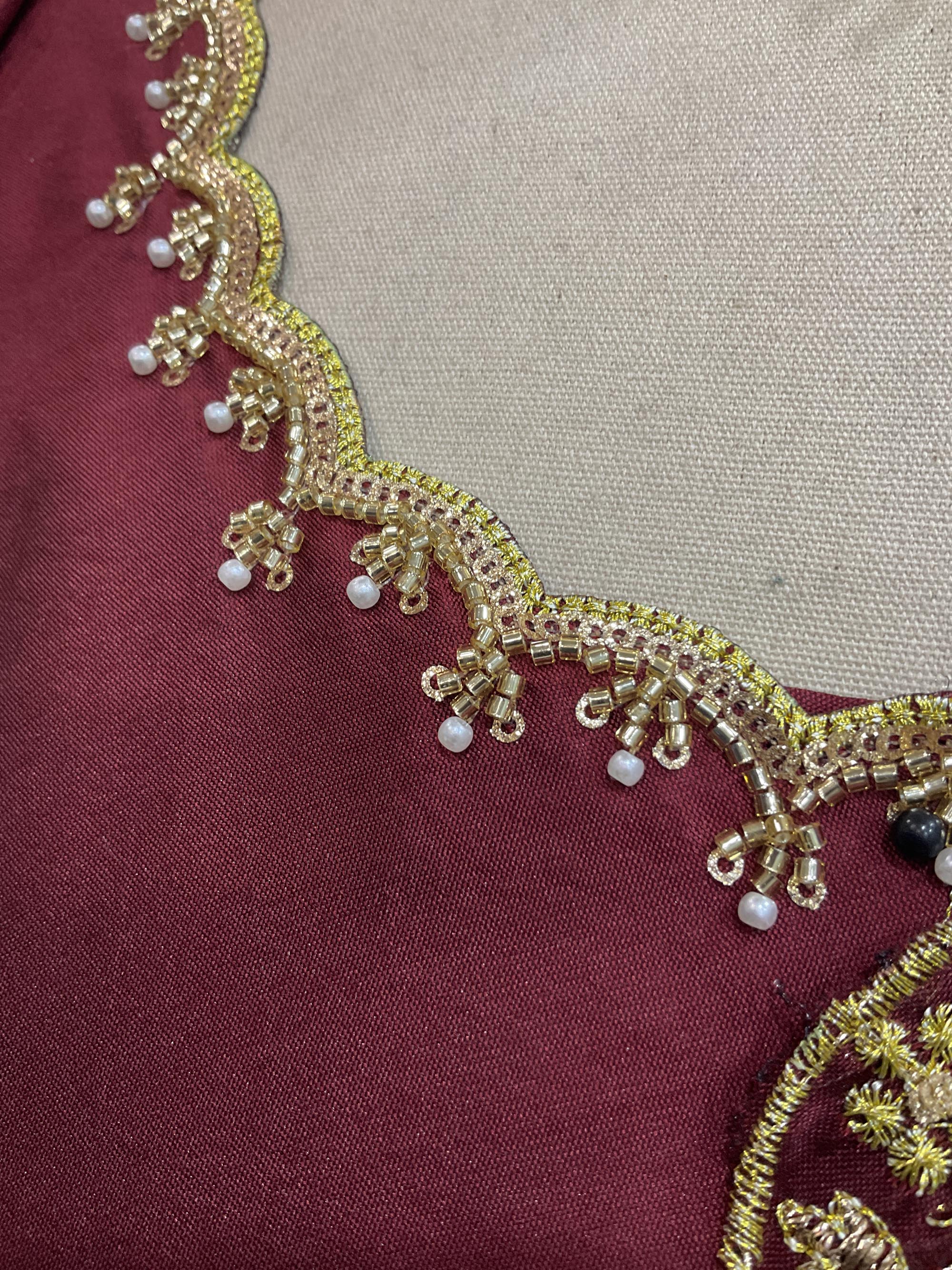 Beautiful South Indian Style Half Saree with (Hand Work) Beads Work Blouse and Dupatta for Women | Jyotiii - Image 76