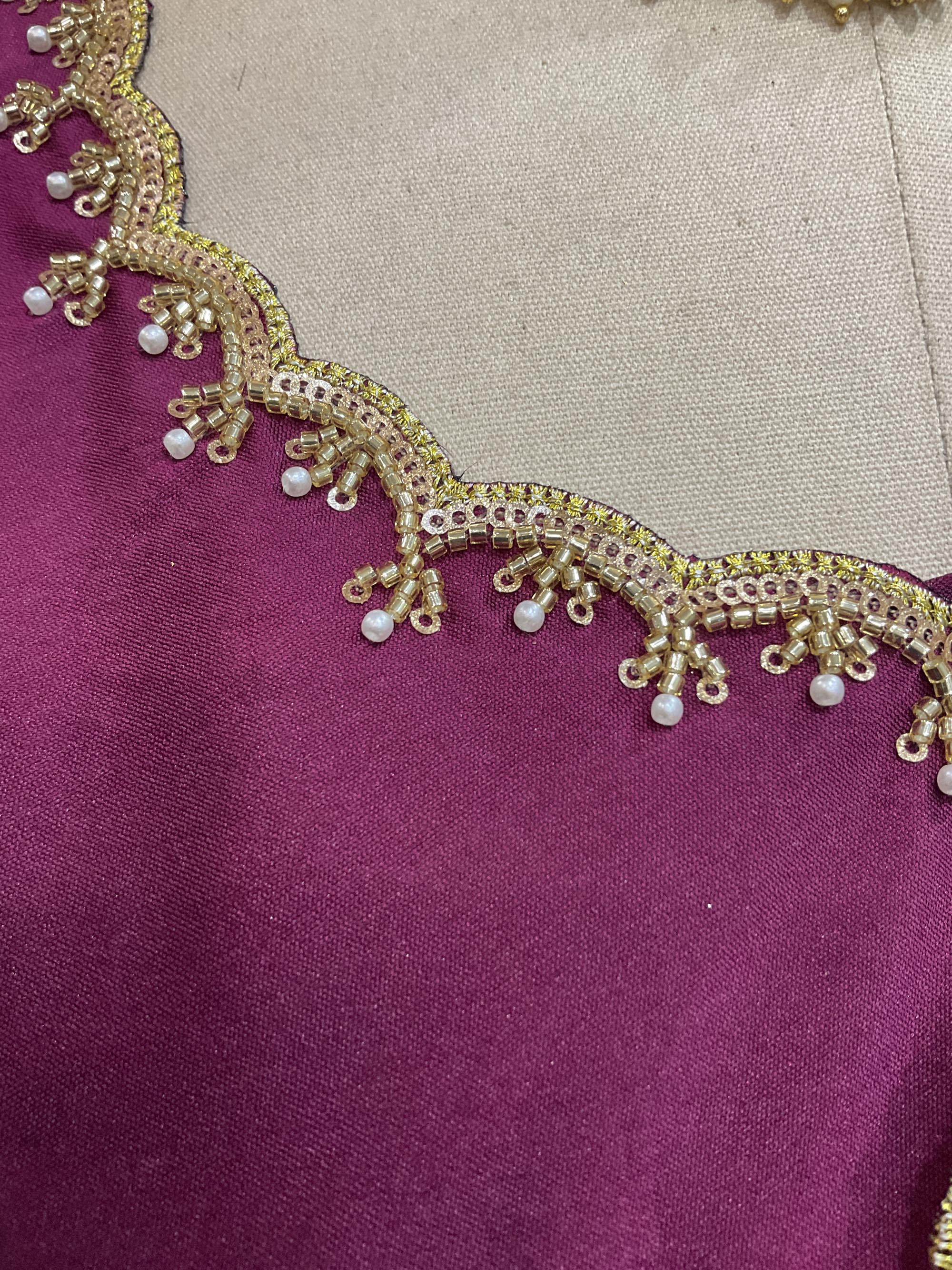 Beautiful South Indian Style Half Saree with (Hand Work) Beads Work Blouse and Dupatta for Women | Jyotiii - Image 85