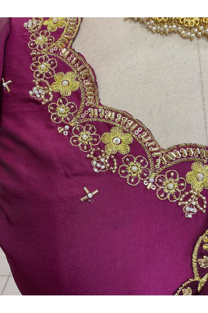 Beautiful South Indian Style Half Saree with Beads Work Blouse and Dupatta for Women | Mitali - Image 31