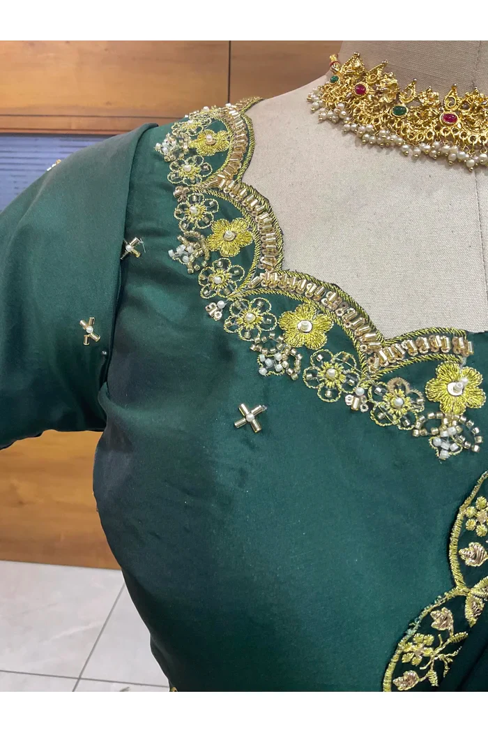 Beautiful South Indian Style Half Saree with Beads Work Blouse and Dupatta for Women | Mitali - Image 38