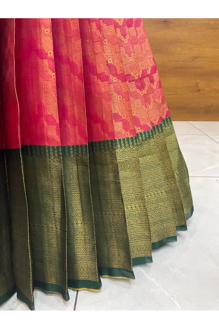 Beautiful South Indian Style Half Saree with Beads Work Blouse and Dupatta for Women | Mitali - Image 40