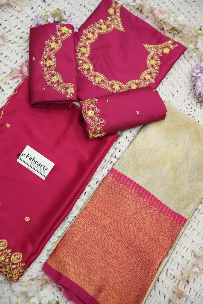 Beautiful South Indian Style Half Saree with Beads Work Blouse and Dupatta for Women | Mitali - Image 52