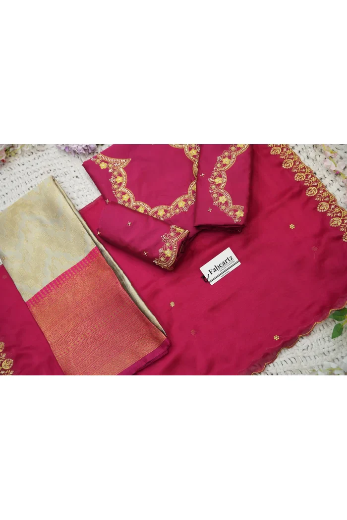 Beautiful South Indian Style Half Saree with Beads Work Blouse and Dupatta for Women | Mitali - Image 54
