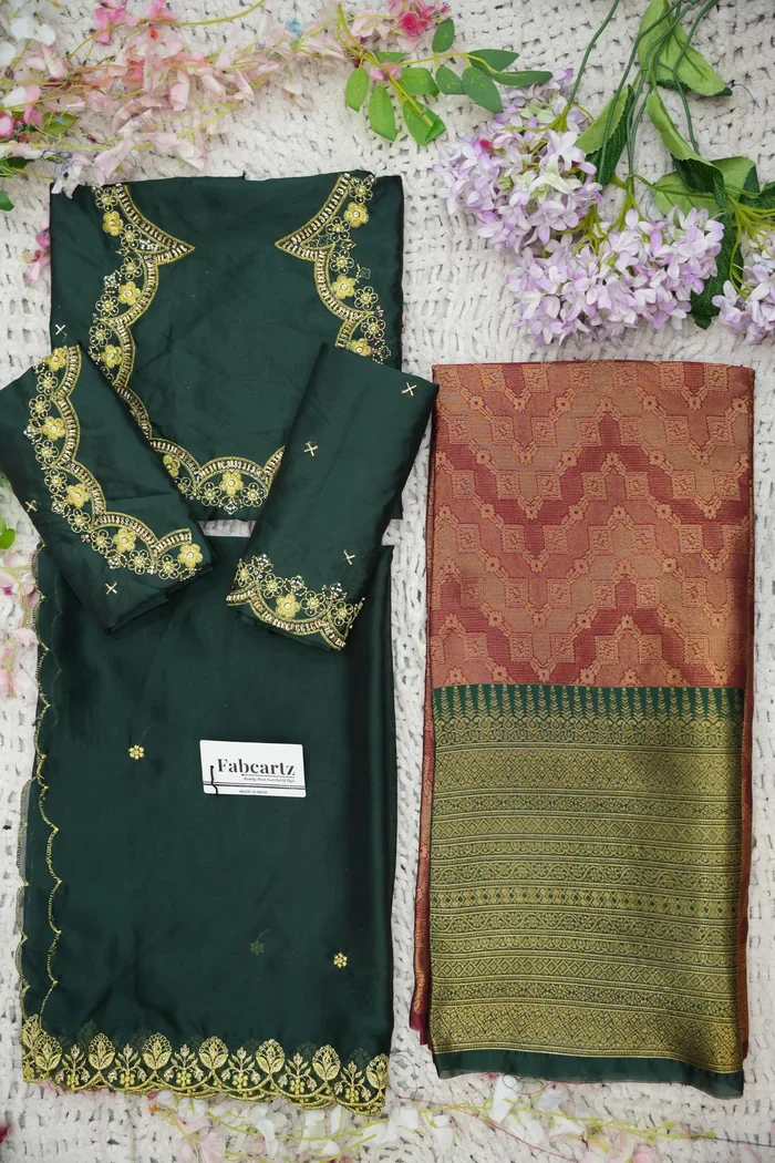 Beautiful South Indian Style Half Saree with Beads Work Blouse and Dupatta for Women | Mitali - Image 57