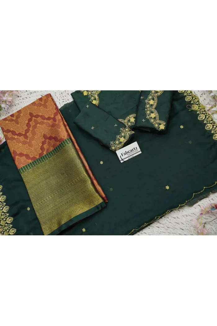 Beautiful South Indian Style Half Saree with Beads Work Blouse and Dupatta for Women | Mitali - Image 62