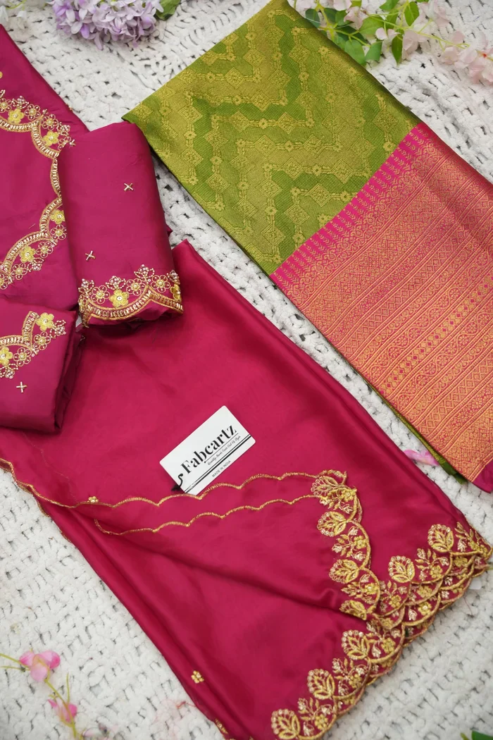Beautiful South Indian Style Half Saree with Beads Work Blouse and Dupatta for Women | Mitali - Image 66