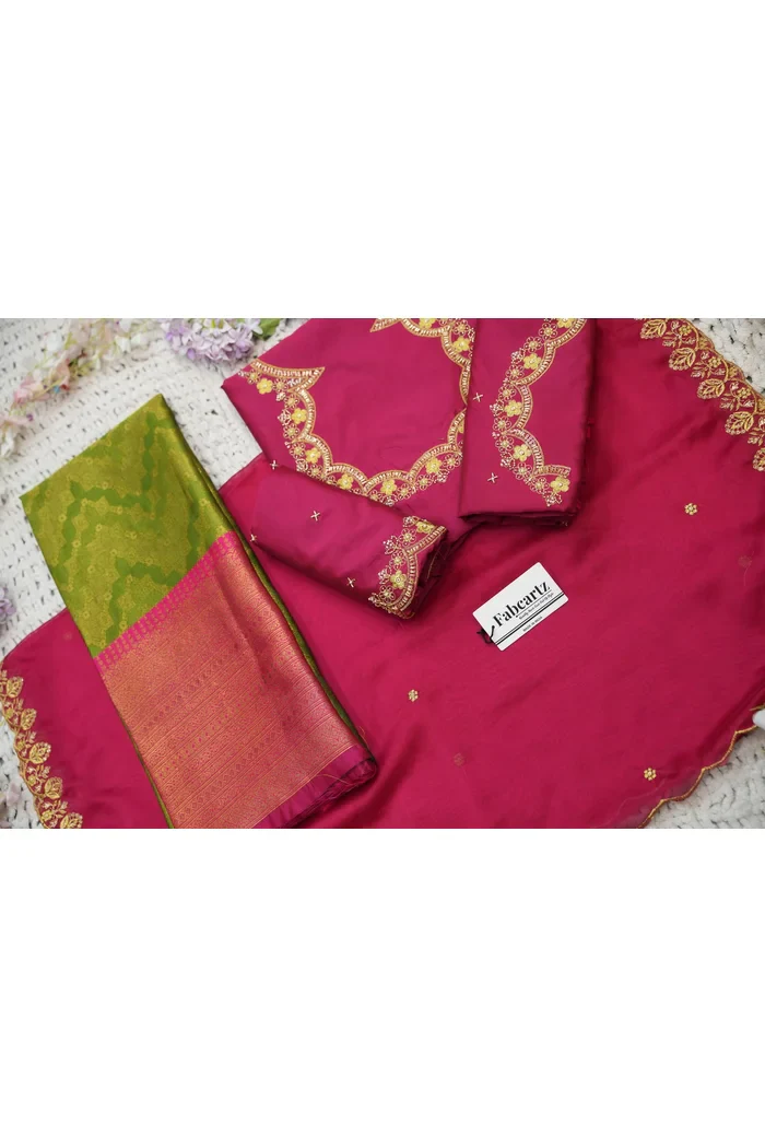 Beautiful South Indian Style Half Saree with Beads Work Blouse and Dupatta for Women | Mitali - Image 70