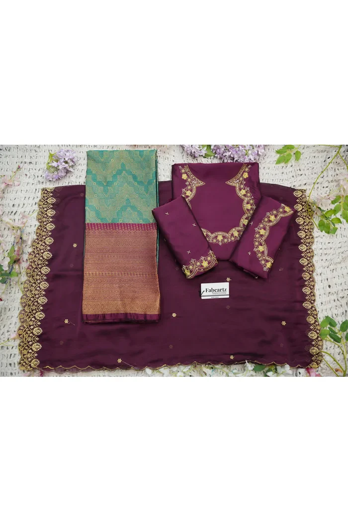 Beautiful South Indian Style Half Saree with Beads Work Blouse and Dupatta for Women | Mitali - Image 80