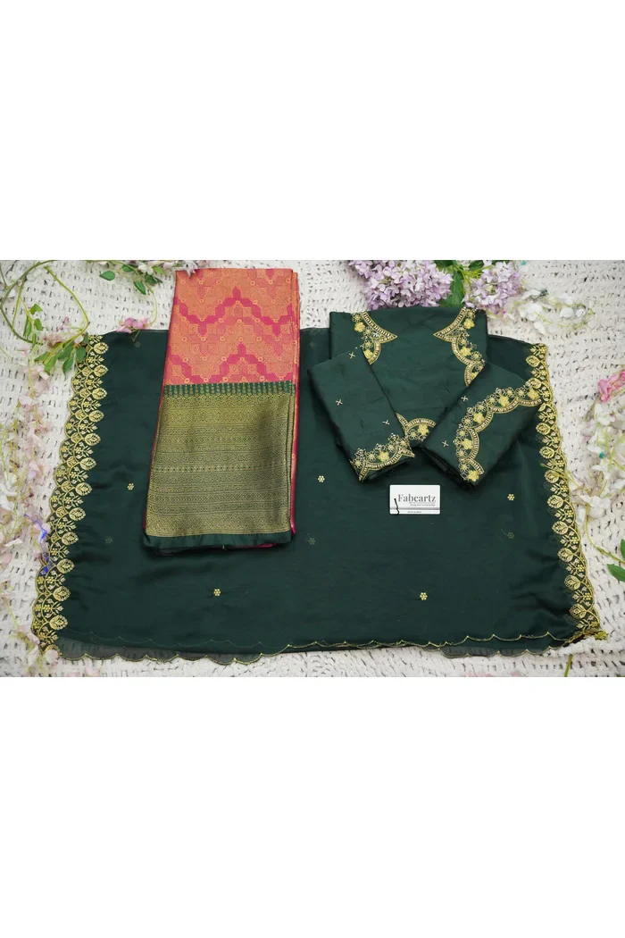 Beautiful South Indian Style Half Saree with Beads Work Blouse and Dupatta for Women | Mitali - Image 89