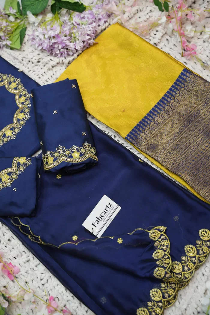Beautiful South Indian Style Half Saree with Beads Work Blouse and Dupatta for Women | Mitali - Image 92