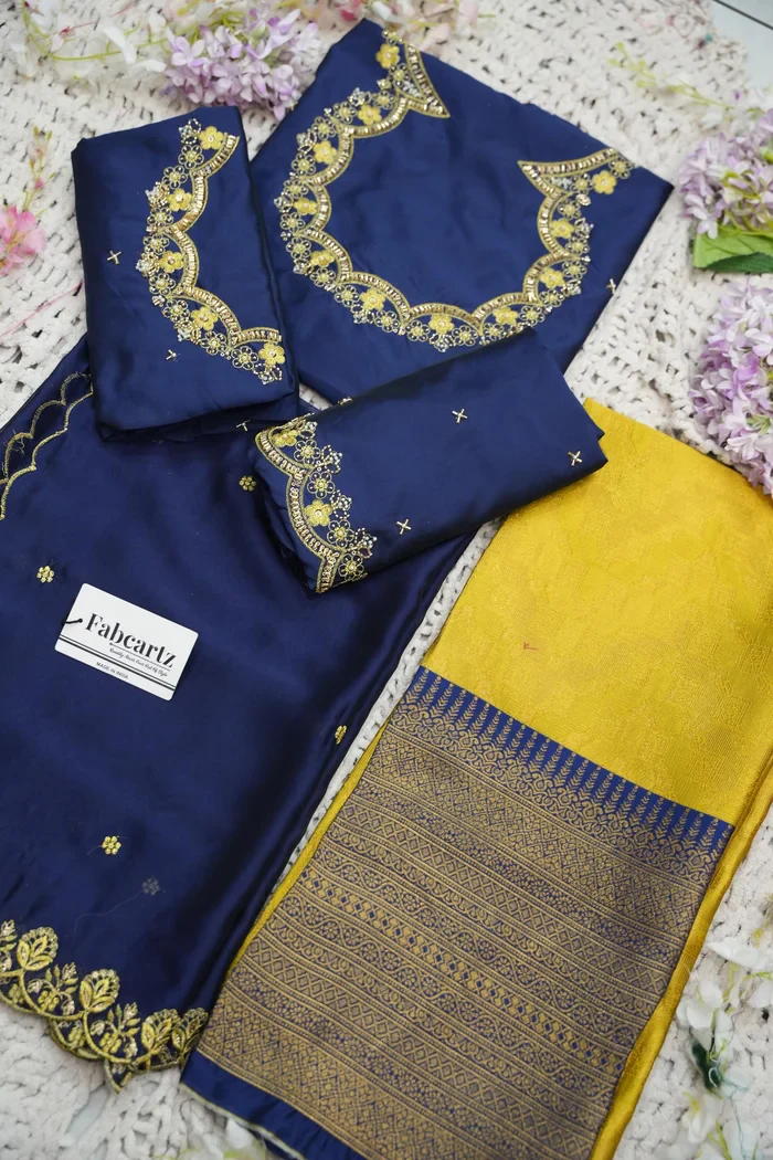 Beautiful South Indian Style Half Saree with Beads Work Blouse and Dupatta for Women | Mitali - Image 93