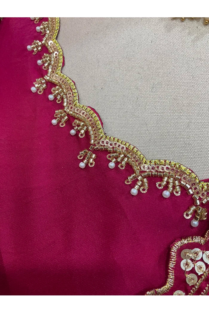 Beautiful South Indian Style Half Saree with Beads Work Blouse and Dupatta for Women | Sanskruti - Image 35