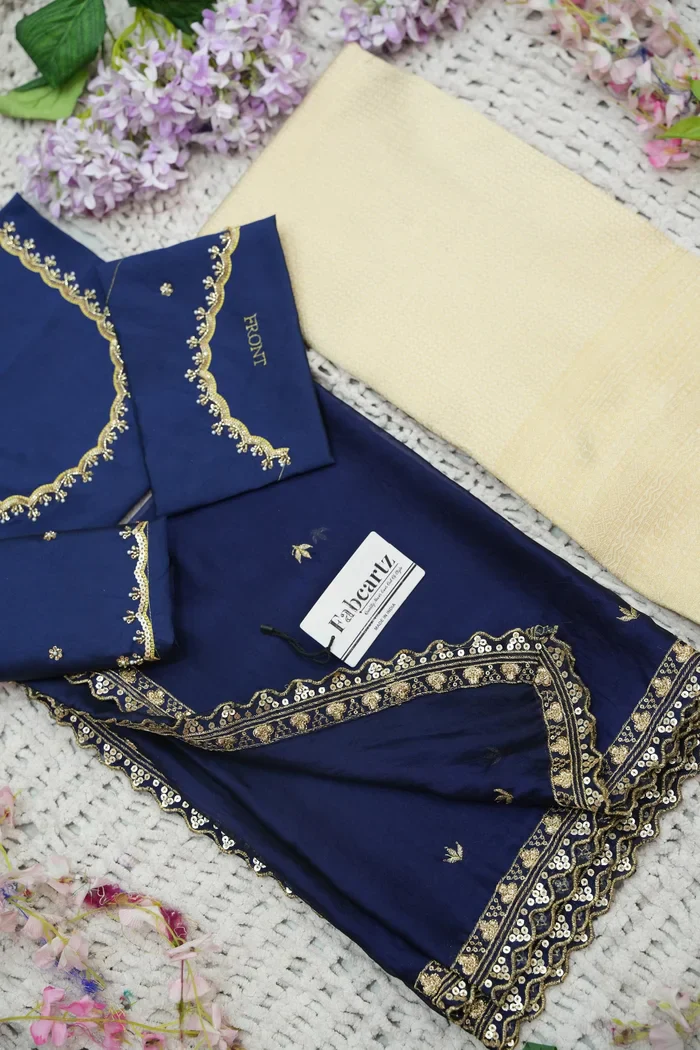 Beautiful South Indian Style Half Saree with Beads Work Blouse and Dupatta for Women | Sanskruti - Image 75
