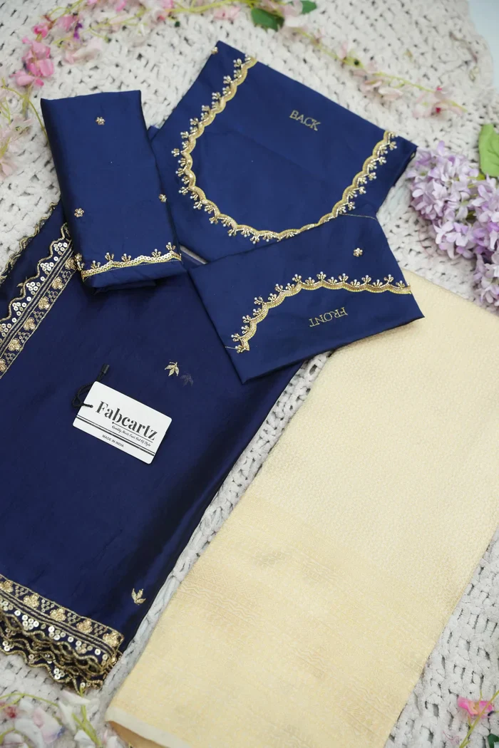 Beautiful South Indian Style Half Saree with Beads Work Blouse and Dupatta for Women | Sanskruti - Image 76