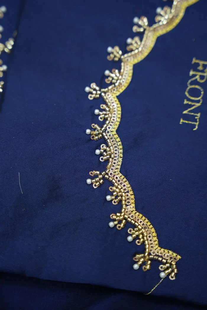 Beautiful South Indian Style Half Saree with Beads Work Blouse and Dupatta for Women | Sanskruti - Image 77