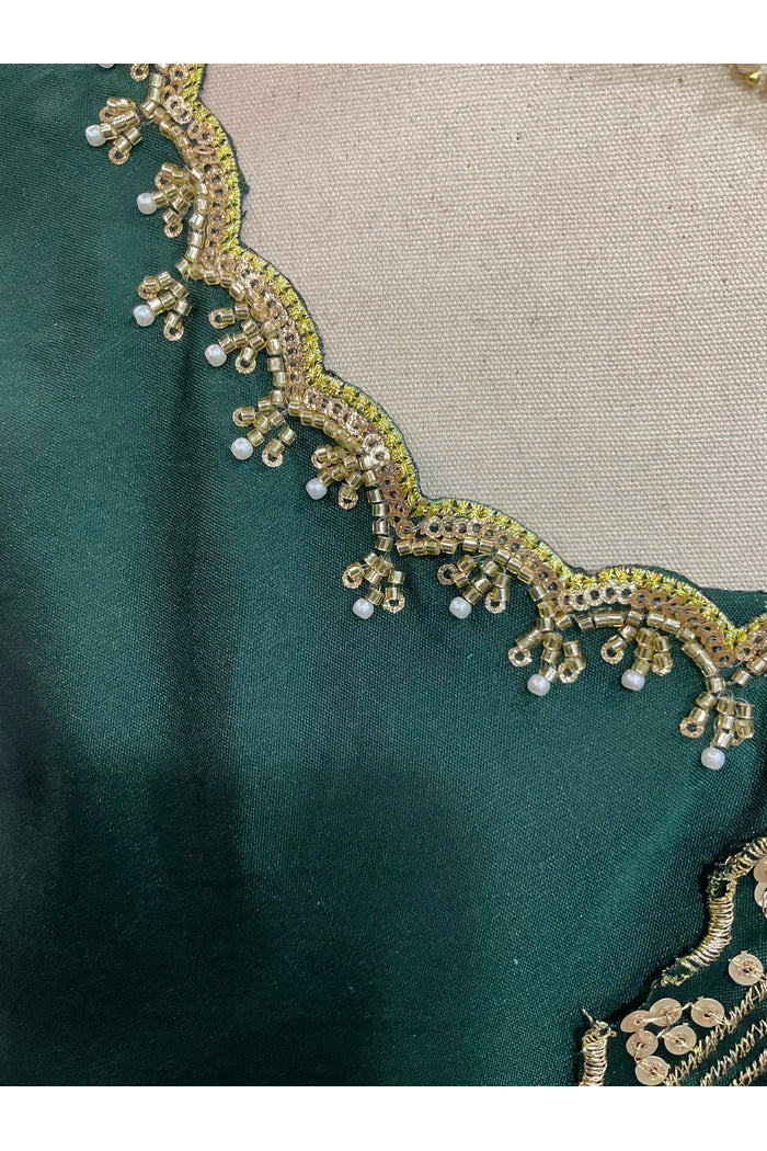 Beautiful South Indian Style Half Saree with Beads Work Blouse and Dupatta for Women | Sanskruti - Image 8