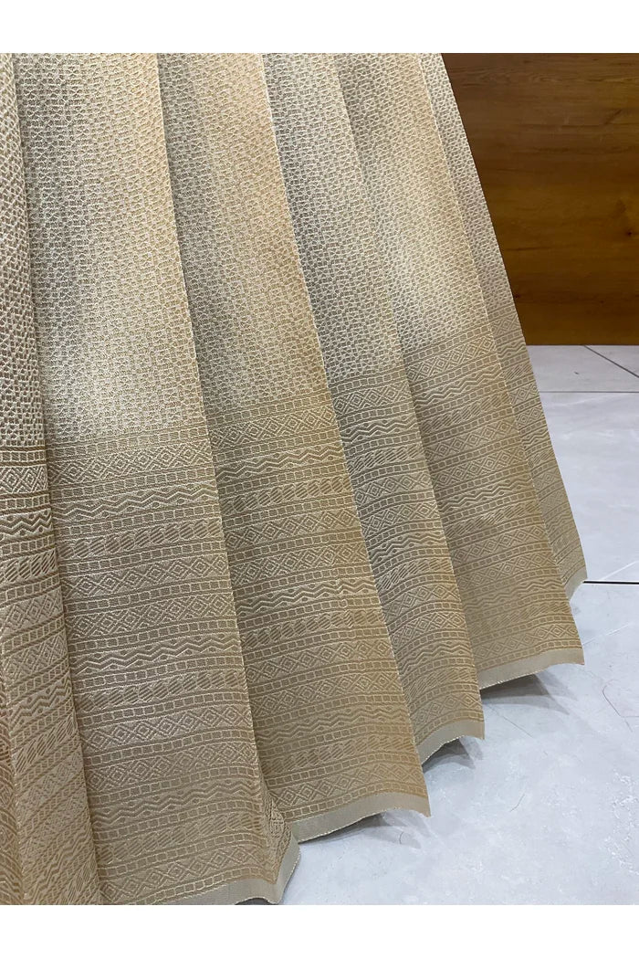 Beautiful South Indian Style Half Saree with Beads Work Blouse and Dupatta for Women | Sanskruti - Image 9