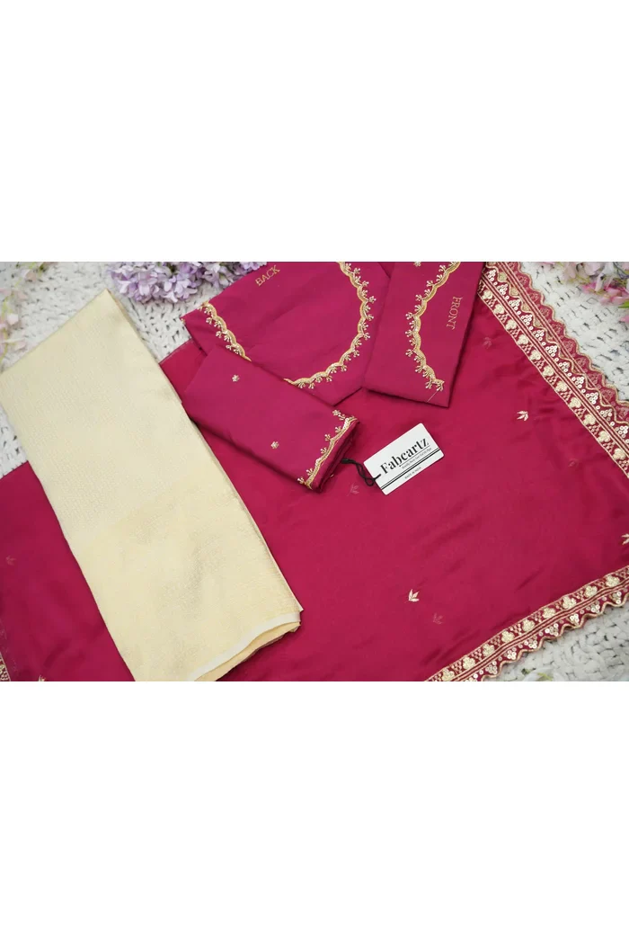 Beautiful South Indian Style Half Saree with Beads Work Blouse and Dupatta for Women | Sanskruti - Image 90