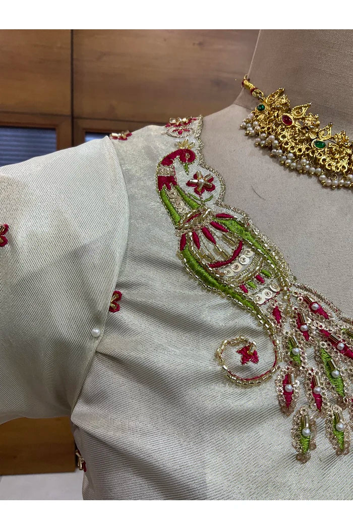 Beautiful South Indian Style Half Saree with Hand Work Blouse and Dupatta for Women | Shobitha - Image 108