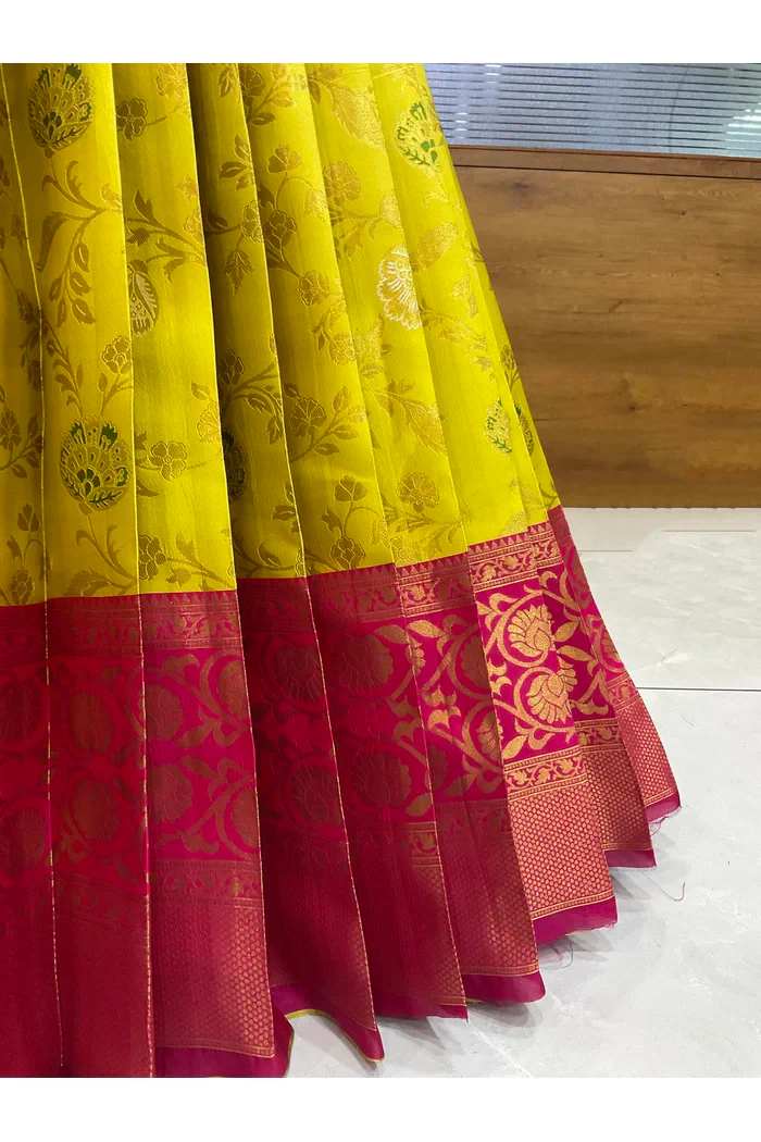 Beautiful South Indian Style Half Saree with Hand Work Blouse and Dupatta for Women | Shobitha - Image 110
