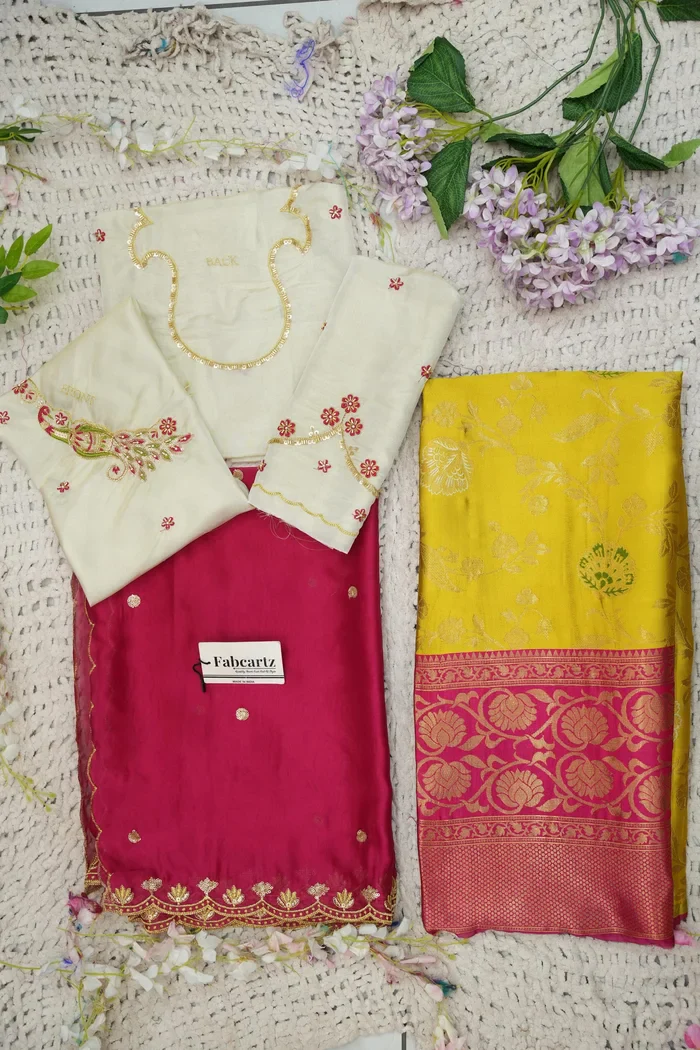 Beautiful South Indian Style Half Saree with Hand Work Blouse and Dupatta for Women | Shobitha - Image 112