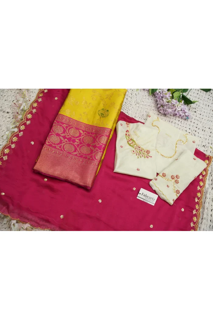 Beautiful South Indian Style Half Saree with Hand Work Blouse and Dupatta for Women | Shobitha - Image 116