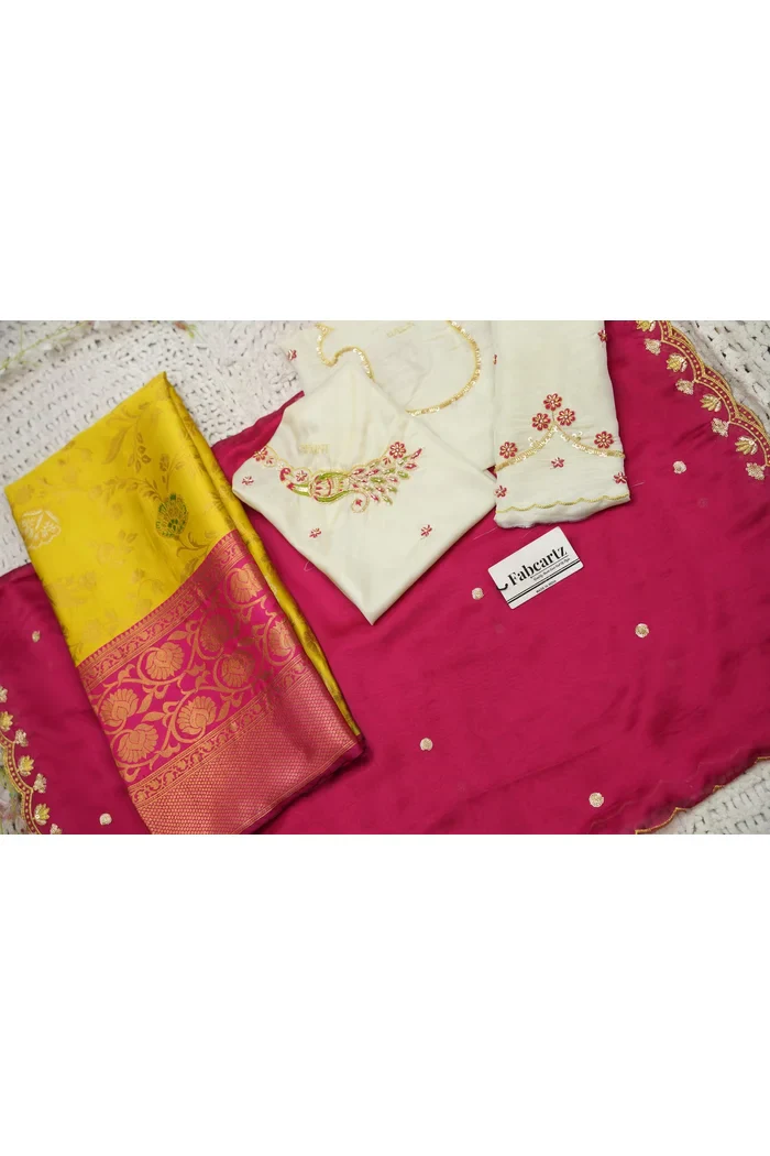 Beautiful South Indian Style Half Saree with Hand Work Blouse and Dupatta for Women | Shobitha - Image 117