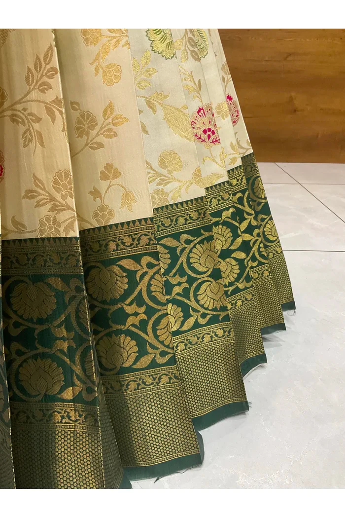 Beautiful South Indian Style Half Saree with Hand Work Blouse and Dupatta for Women | Shobitha - Image 18